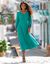 Lange jurk met knoopsluiting, effen crepon (groen)