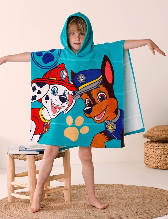 Paw Patrol&reg;-badponcho voor kinderen van badstof en fluweel van katoen - 320 g/m&sup2; (smaragd)