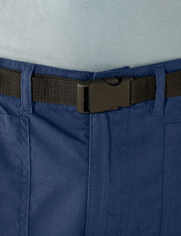 Pantacourt 3/4 élastiqué + ceinture assortie (bleu marine)