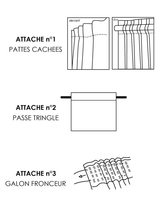 Voilage &eacute;tamine bicolore accroche 3-en-1 (blanc)