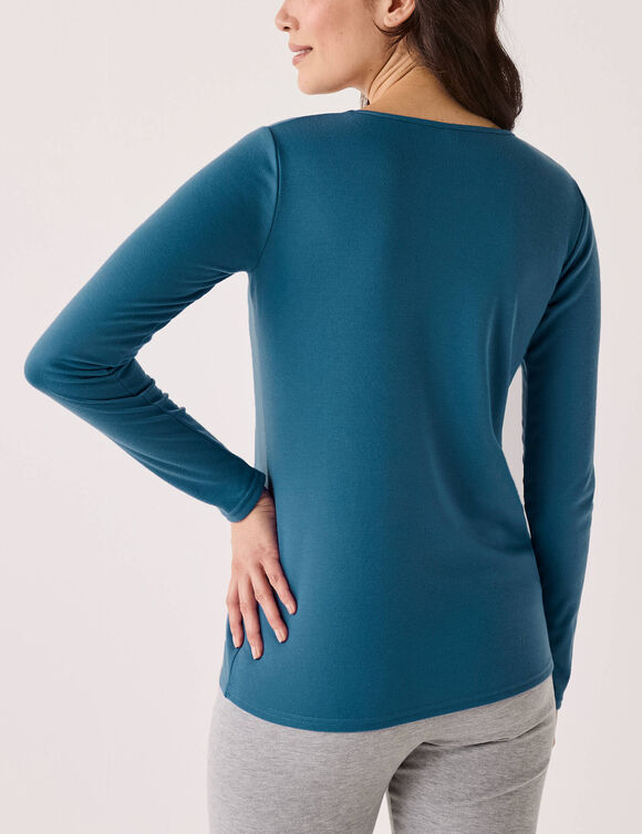 T-shirt thermique col rond - manches longues (bleu p&eacute;trole)