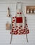 Vlekwerende bavetschort met klaprozenprint (naturel / rood)