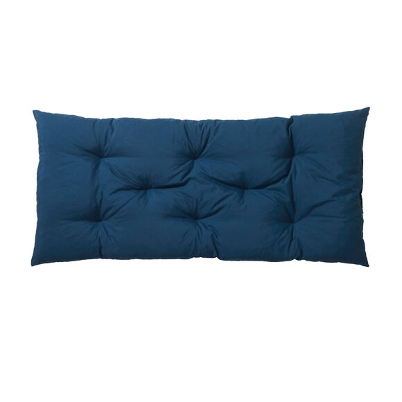 Long coussin d&eacute;co imprim&eacute; feuillage (bleu)