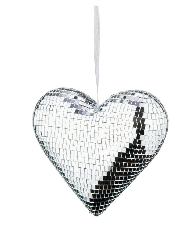 Boule à facettes, forme cœur (argenté)