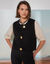 Gilet sans manches toucher doux, boutons dor&eacute;s (noir)