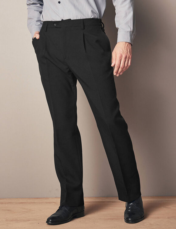 Broek met elastische tailleband en bandplooien - polyester (zwart)