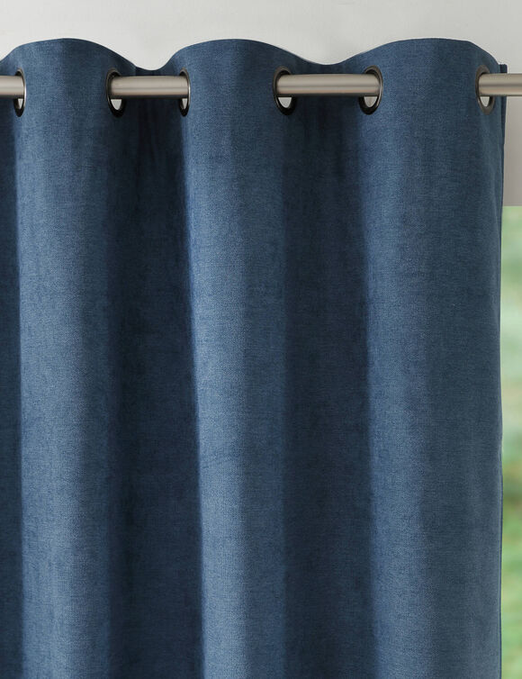 Rideau occultant et isolant finition oeillets (bleu paon)