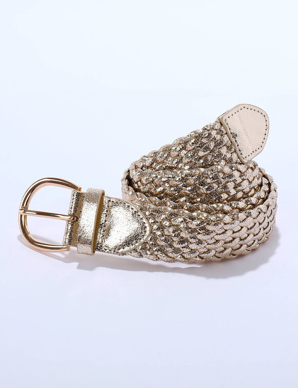 Ceinture tress&eacute;e boucle ovale (dor&eacute;)