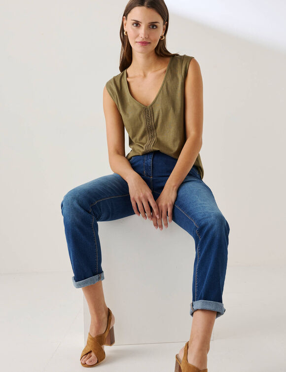 D&eacute;bardeur bande macram&eacute; (kaki)