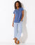 T-shirt met Tunesische hals en broderie anglaise (jeansblauw)