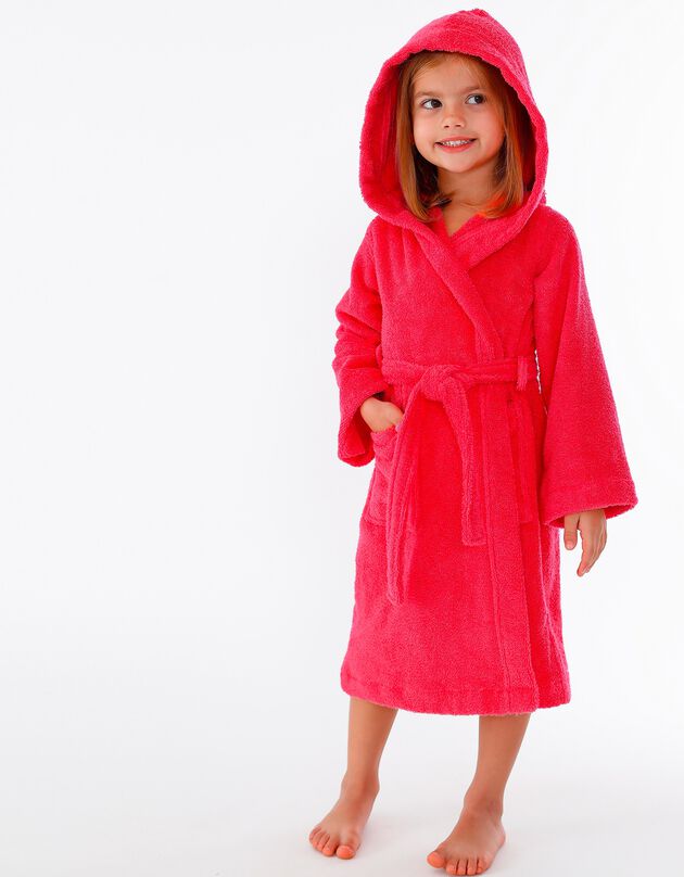Peignoir enfant éponge bouclette à capuche (corail)