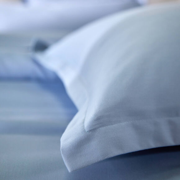 Linge de lit satin uni (bleu gris&eacute;)
