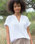 Blouse col tunisien unie en double gaze de coton  (blanc)
