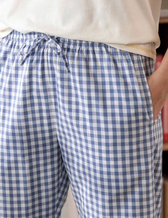 Pantalon pyjama large &agrave; carreaux (bleu)