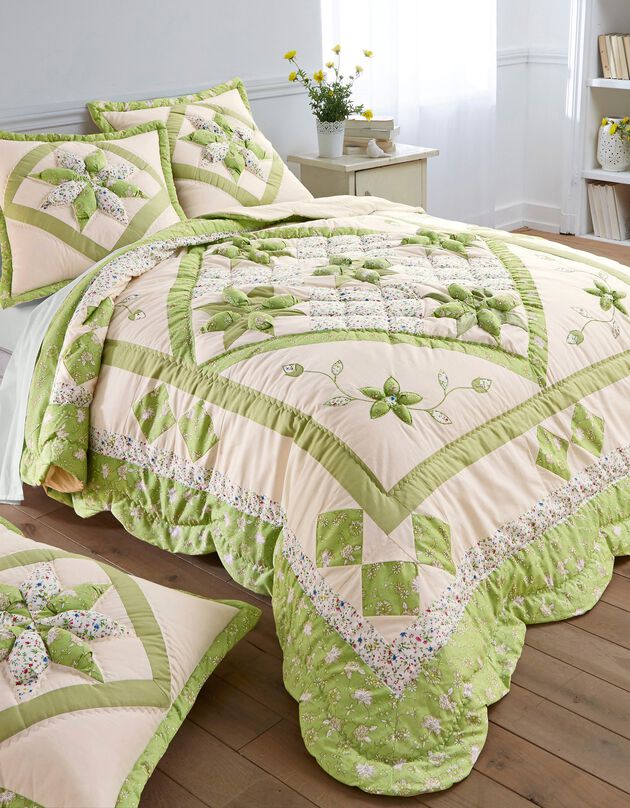 Bedsprei met patchwork (groen)