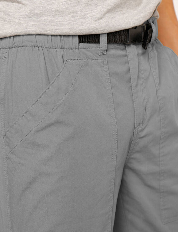 Pantalon 3/4 &eacute;lastiqu&eacute; + ceinture assortie (gris acier)