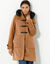 Effen duffelcoat met kap in nepbont (karamel)