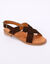Sandales brides crois&eacute;es en cro&ucirc;te de cuir (chocolat)