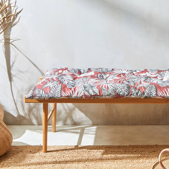 Lang decoratief kussen in katoen, tropical print (terracotta)