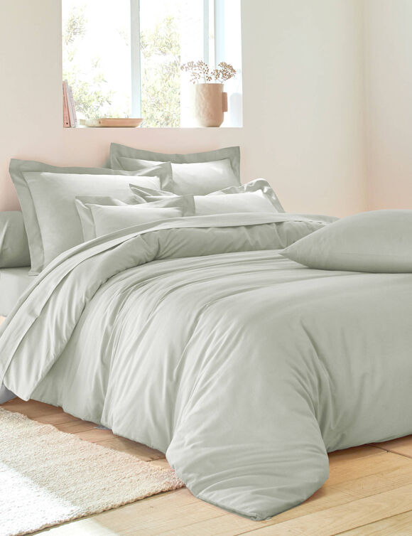 Linge de lit uni - polyester-coton 57 fils/cm&sup2; (gris perle)