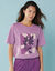 T-shirt manches courtes imprimé placé, Spécial Petites (violine)
