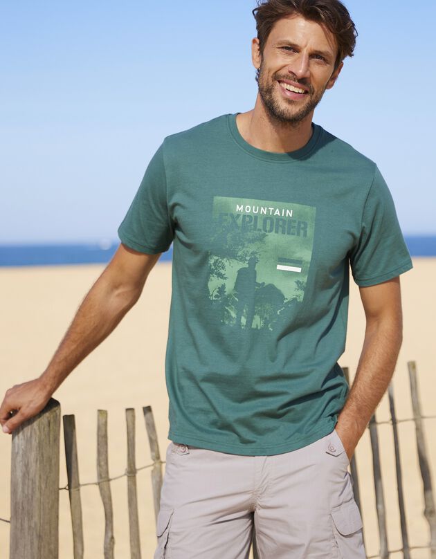 Bedrukt T-shirt met korte mouwen, groen (groen)