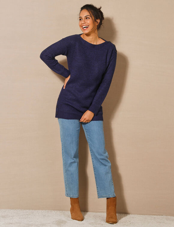 Tuniektrui met knoopsluiting en mohairtouch (inktblauw)