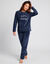 Pyjamabroek met fleece en geborduurd bovenstuk, inclusief slaapmasker voor de nacht (blauw)