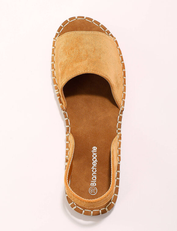 Platte sandalen met open neus (karamel)