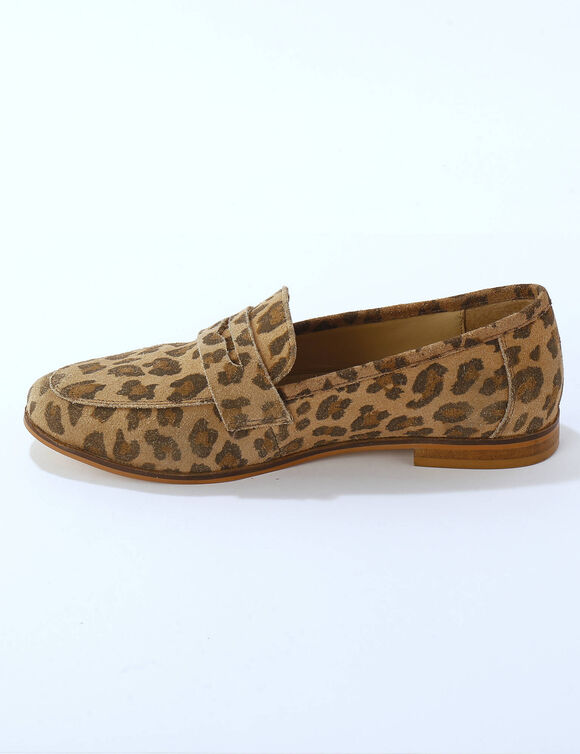 Mocassins cuir léopard (beige)