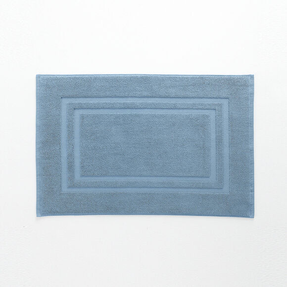 Tapis de bain éponge double liteau (bleu jean)