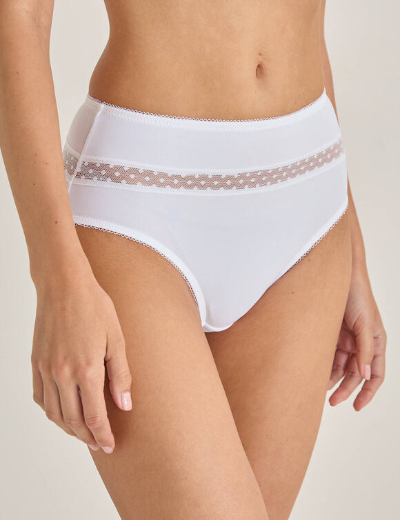 Culotte haute microfibre et tulle plumetis effet seconde peau Paia - lot de 2 (blanc)