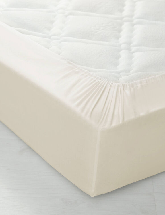 Effen hoeslaken in katoen, hoekdiepte 32 cm (ecru)