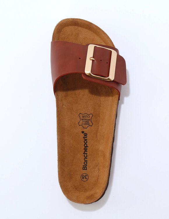 Mules anatomiques &agrave; boucle en cuir (grenat)