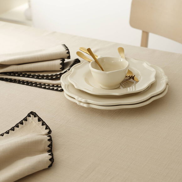 Nappe unie coton finition fantaisie (naturel)