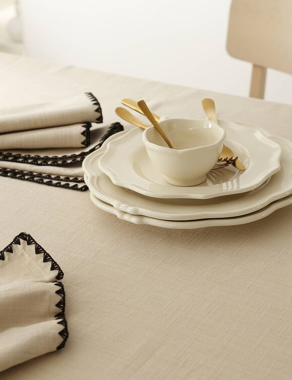 Nappe unie coton finition fantaisie (naturel)