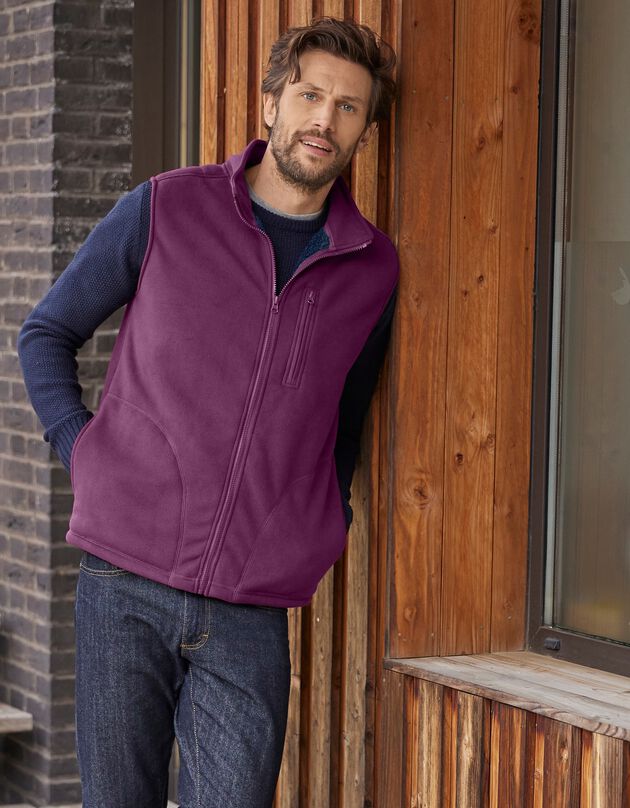 Mouwloze jas in fleece met rits (pruim / marine) Mouwloze jas in fleece met rits (pruim / marine)