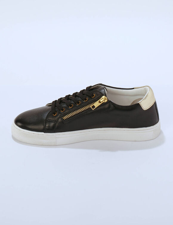 Sneakers met borduursel en rits (zwart)