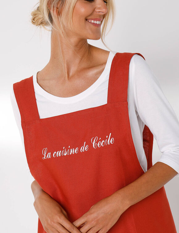 Tablier de cuisine japonais coton uni personnalisable (terracotta)