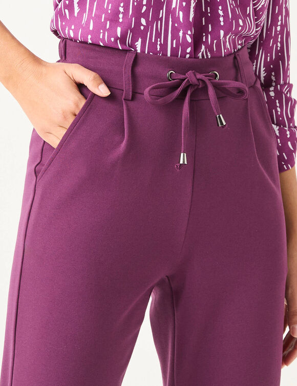 Pantalon chino uni, maille milano (prune)