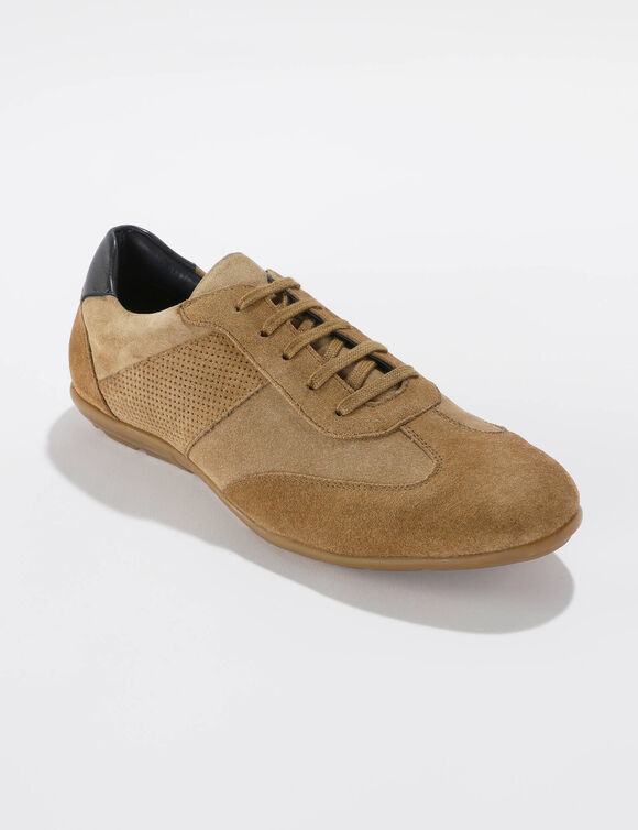 Derbies cuir &agrave; lacets d&eacute;tails perfor&eacute;s (taupe)