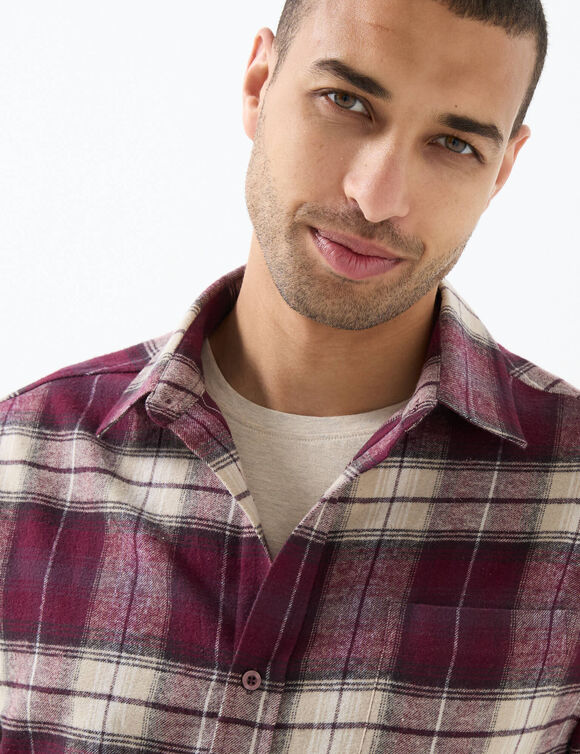Chemise carreaux flanelle - lot de 2 coloris (lie de vin + c&eacute;ladon)