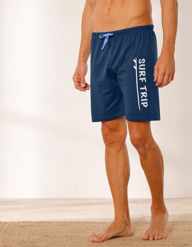 Pyjamashort in katoen, marineblauw (marineblauw)