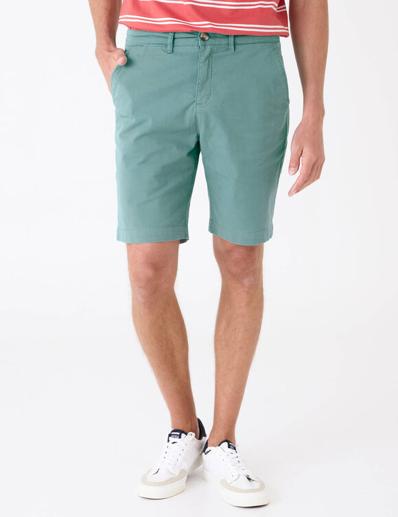 Effen chino bermuda (groenblauw)