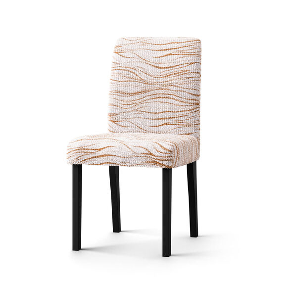 Housse microfibre bi-extensible imprim&eacute; vagues sp&eacute;ciale chaise (beige)