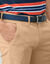 Rekbare gevlochten riem met leren details (marine)