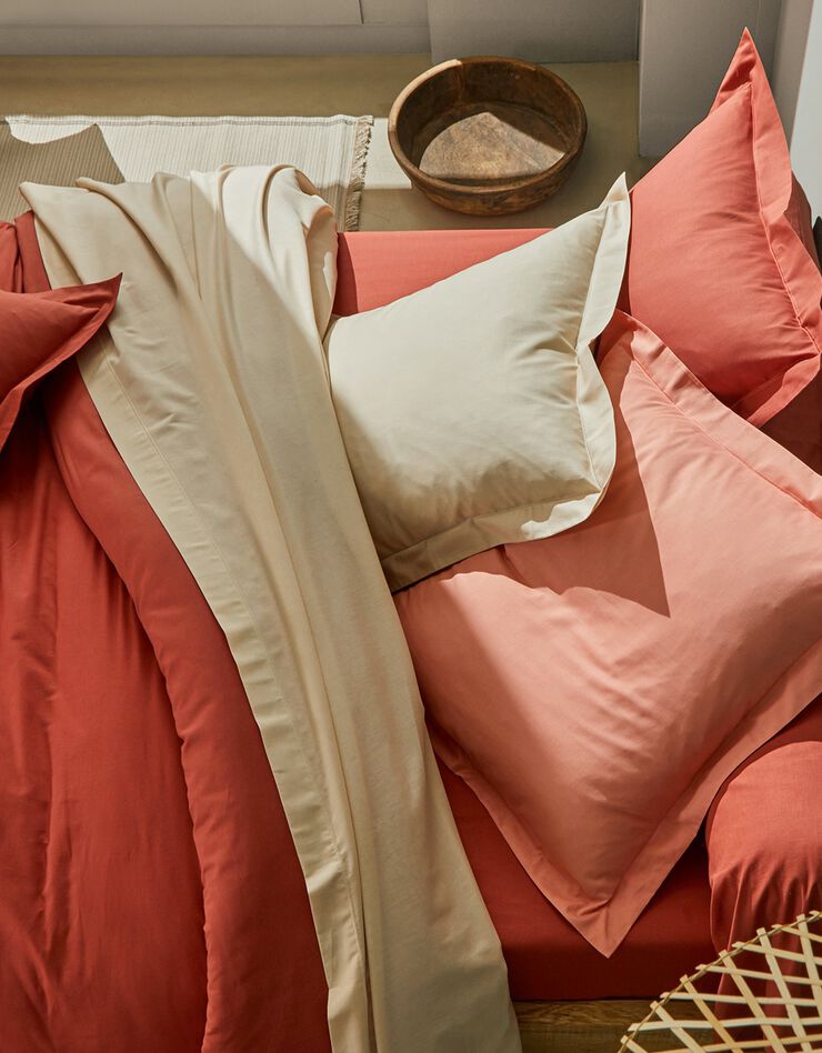 Linge de lit uni coton (terracotta)