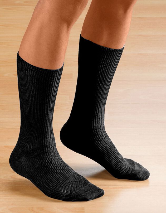 Mi-chaussettes spécial jambes sensibles - lot de 2 paires, noir, hi-res