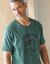 Pyjamashirt met geplaatste print en korte mouwen (donkergroen)