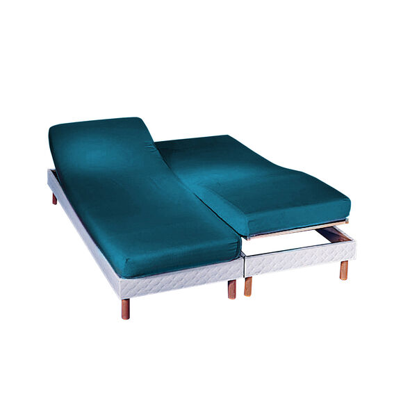 Effen hoeslaken voor verstelbare bedbodem, flanellen 160 g/m&sup2; - randhoogte 26 cm (pauwblauw)